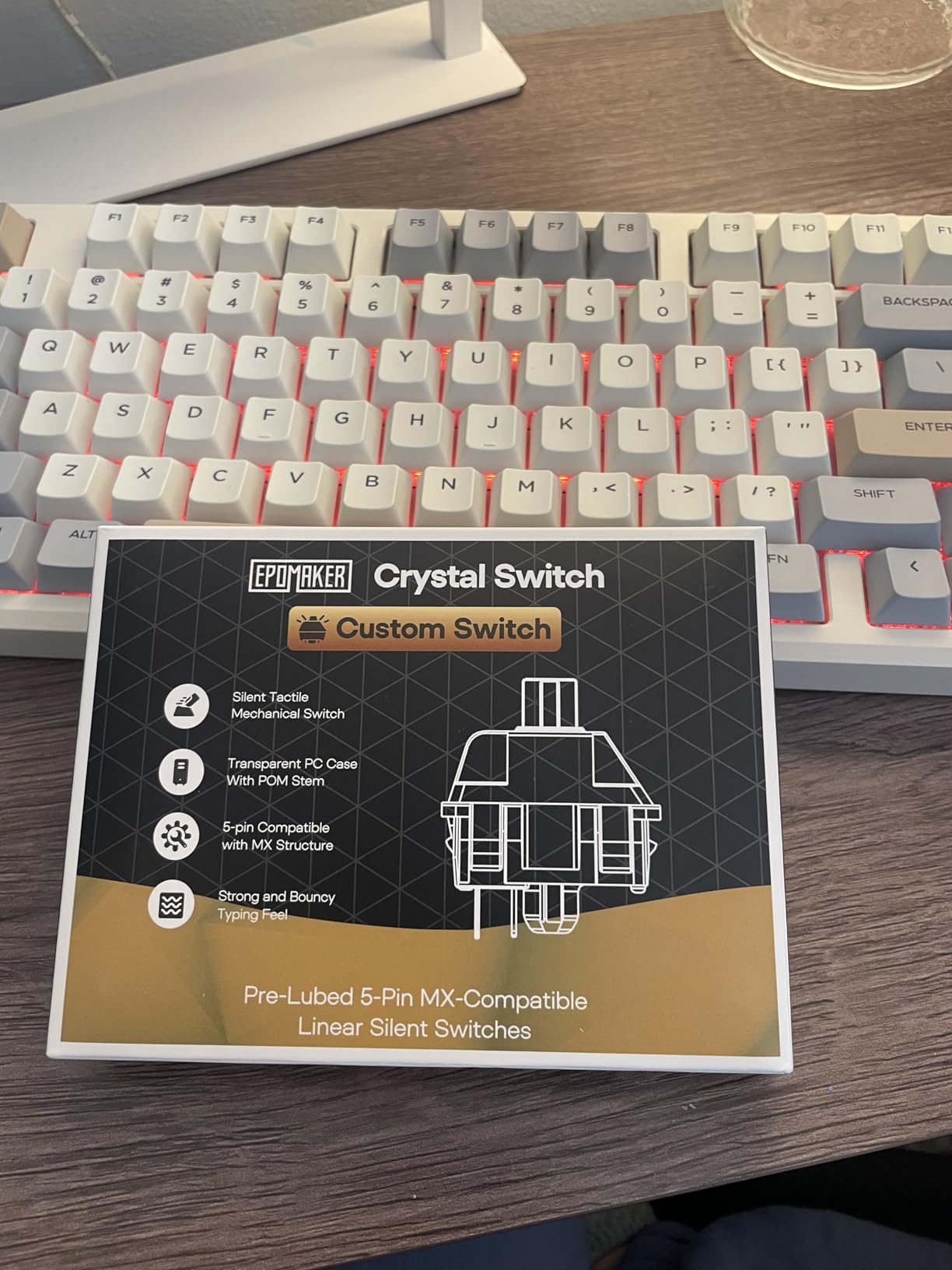 EPOMAKER Silent Mechanical Keyboard Switches Set - 35 Pieces Factory Pre-Lubed, 5-Pin Linear/Tactile Switches for Custom Mechanical Keyboards (Crystal(Tactile Silent)) customer photo 1