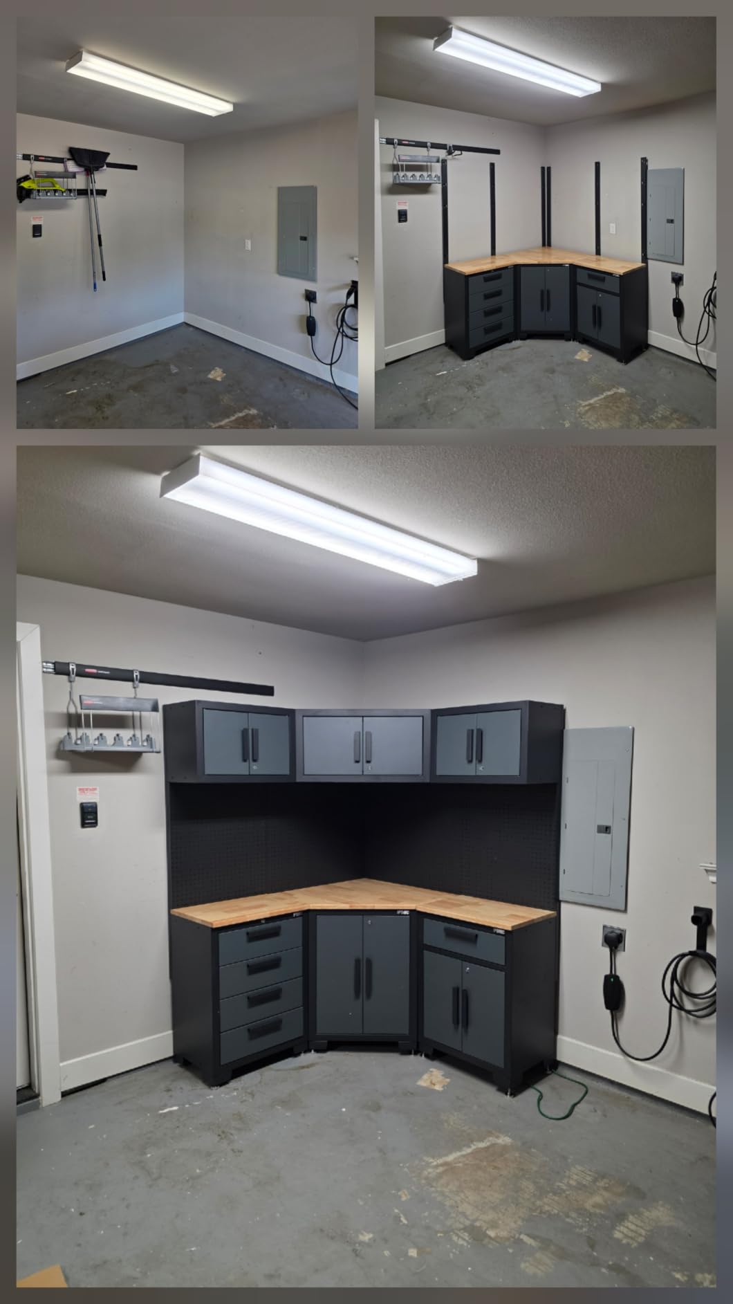 9PCS Garage Storage Cabinet System,Grey Handlle - Garage Workshop Set with Steel Cabinet, Cabinet Drawers, Workbench, Pegboard for Tool Organization customer photo 1