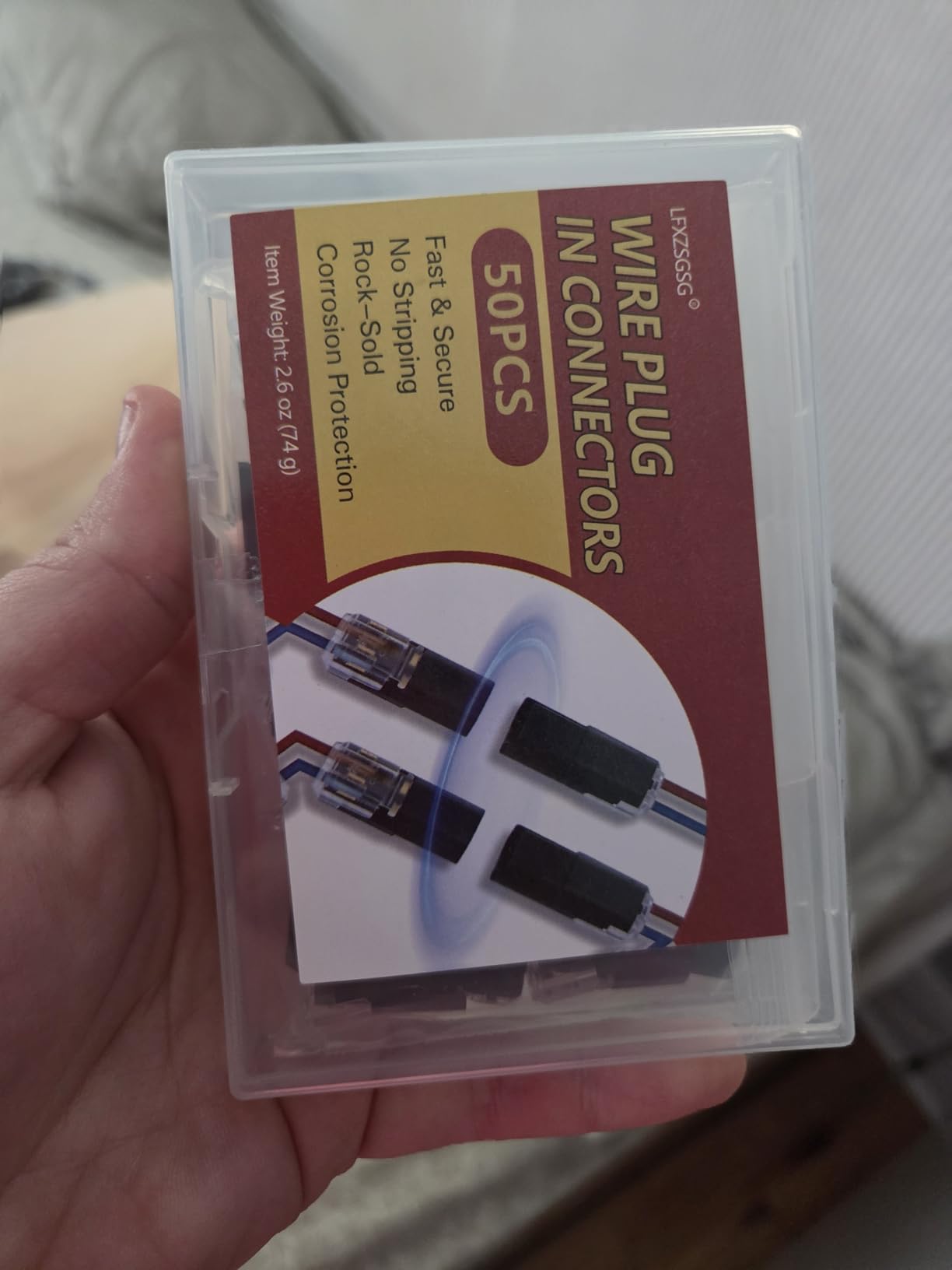 50Pcs Standard Quick Connect Wire Connectors - No Stripping Double Wire Plug in Connector, Flame Retardant Lock Strip Connector for LED Strip Lights, DIY, Low-Voltage & Model Kit, 18-22AWG customer photo 2