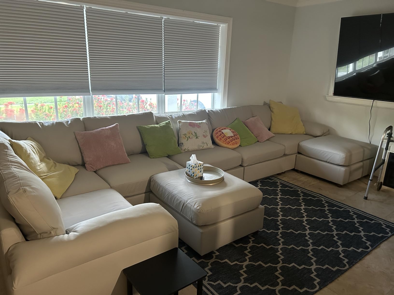 EASE MOOSE Leather Sectional Couch, L Shaped Modular Sectional Sofa, Beige | Pet-Friendly Faux Leather, Large Deep Seat, Easy to Clean, Solid Wood Frame, Easy Assembly, Scratch Resistant customer photo 2