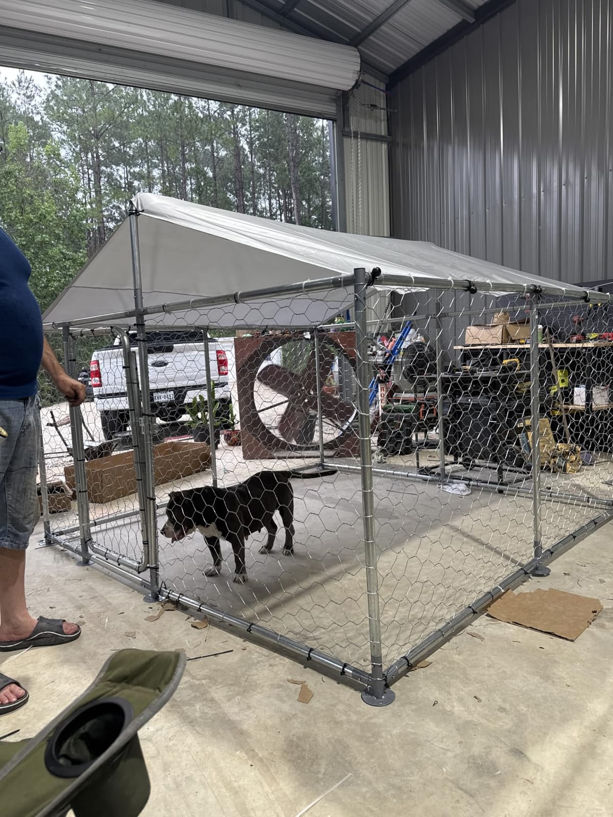 10x10x7.1 FT Large Outdoor Dog Kennel Outside, Heavy Duty Dog Run Enclosure | Waterproof Roof, Secure Lock, UV Resistant Metal Dog House for Garden, Patio & Backyard customer photo 1