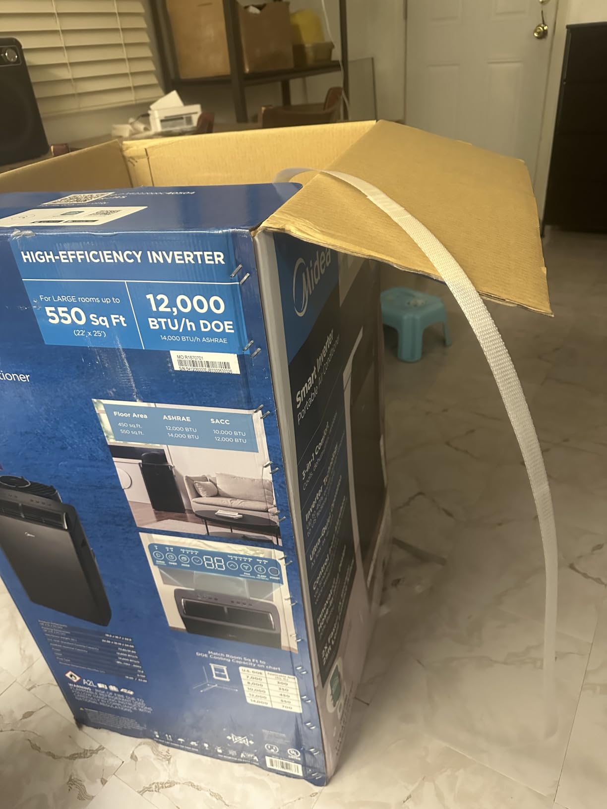 Midea Duo 14,000 BTU Portable Air Conditioner, Inverter Ultra Quiet | 12,000 BTU SACC High Efficiency Inverter Portable AC, Cools up to 550 Sq. Ft. Smart & Remote Control, Alexa/Google Assistant customer photo 2