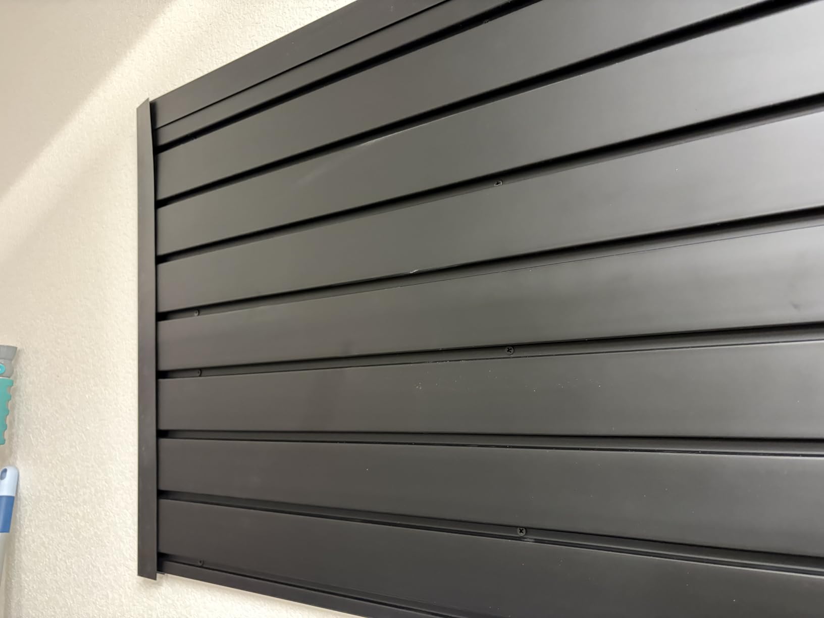 PVC Slat Wall Paneling 4x8 ft, Black Slatwall Panel for Storage | Garage Organization Storage System, Garage Wall Organizer, Waterproof Slat Board for Bathroom, Laundry Room, Garden Tool customer photo 2