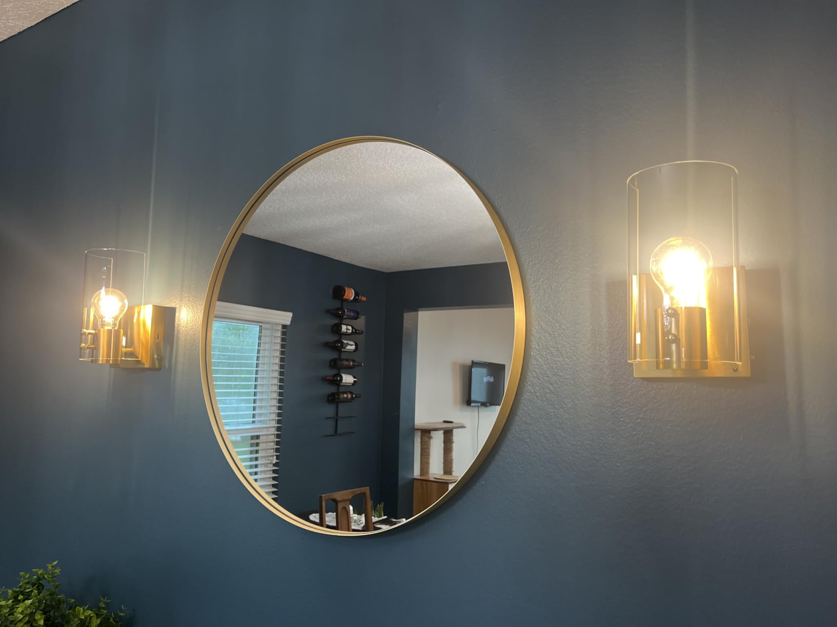 20 Inch Gold Round Bathroom Wall Mirror, Round Mirrors for Wall Decor, Circle Mirror with HD Shatter-Proof Glass for Entryway, Living Room, Bedroom, Dressing Room, Home Decor customer photo 1