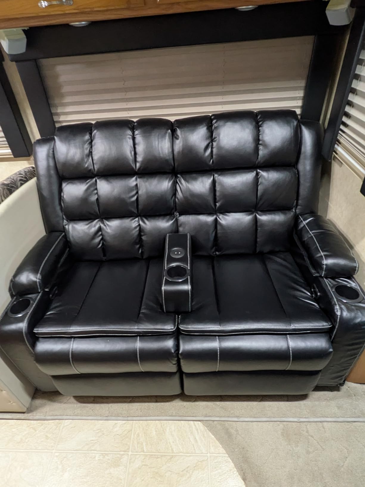 Home Theater Seating, Power Loveseat Recliner Sofa with Massage & Heat | Wall Hugger Reclining Loveseat with USB, RV Couch with LED Lights, Flip Backrest, Cup Holders for Movie Theater, Gaming Room customer photo 2