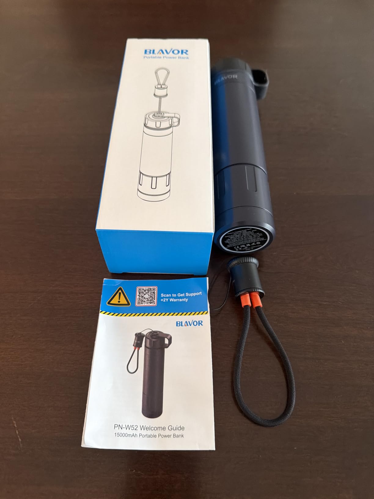 BLAVOR Portable Power Bank 15000mAh, Durable LiFePO4 Battery, Rugged Charger with Attached USB C Cable, IP67 Waterproof, 20W PD Fast Charging, Compact Battery Pack for Outdoor Hiking Camping Survival customer photo 2