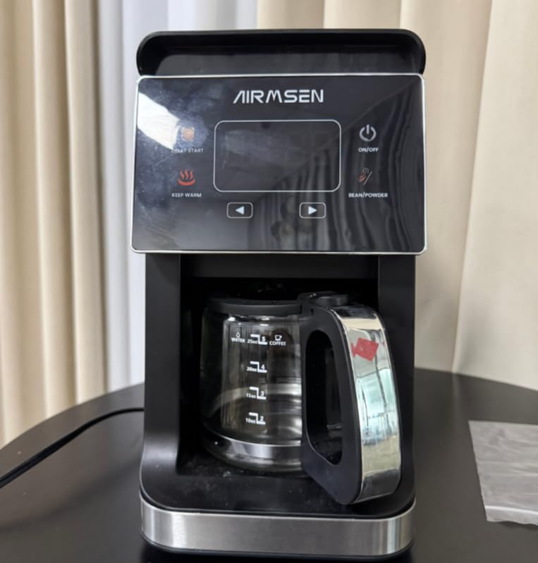 AIRMSEN Coffee Maker with Grinder, 5-Cup Grind and Brew, Programmable | 3 Grind Settings, 24H Delay Brew, Touch Control, Glass Carafe, 2-Hour Auto Keep Warm for Home Offices customer photo 1