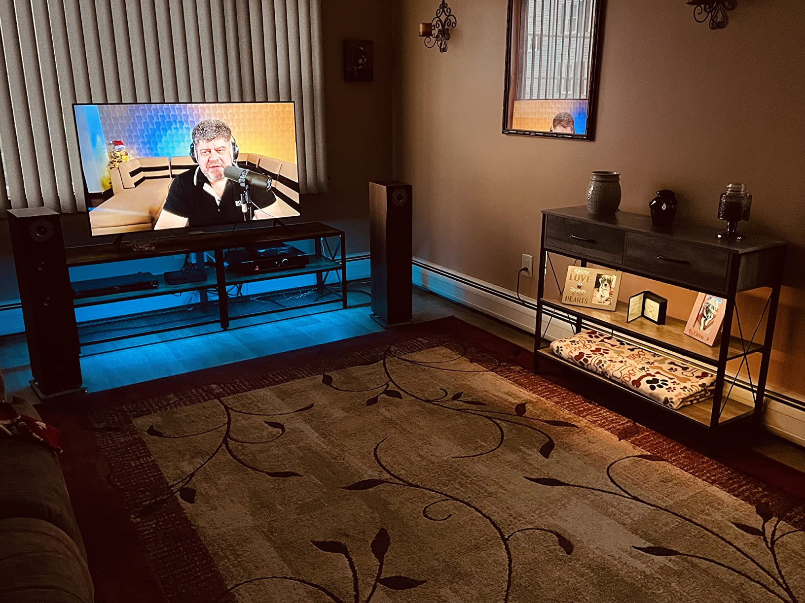 VASAGLE 58 Inch TV Stand, Mid Century Entertainment Center with Storage | Media Console Table for Living Room, TV table with Fluted Sliding Doors for 65'' TV, Walnut, MIRIANA Collection ULTV633K101 customer photo 2