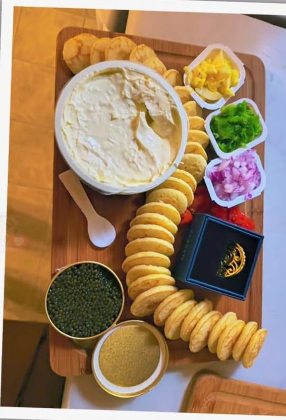 MARKY'S Osetra Black Malossol Caviar Kit - 1 oz / 28 g | with French Mini Blini, Cream Fraiche, Mother of Pearl Spoon & Gold Plated Tin Opener customer photo 1