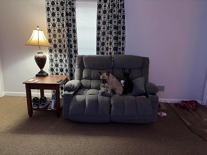 Recliner Loveseat with Cup Holders for Living Room, 2 Seat Manual Loveseat Recliner with Side Pocket customer photo 2
