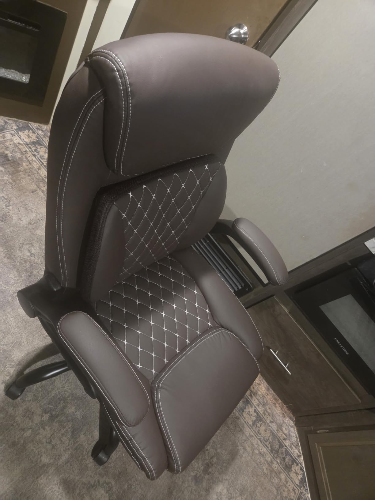 Office Chair, Ergonomic Executive Desk Chair with Lumbar Support for Lower Back Pain Relief, Padded Flip-Up Armrests, Leather Home Office Chair, Black customer photo 2