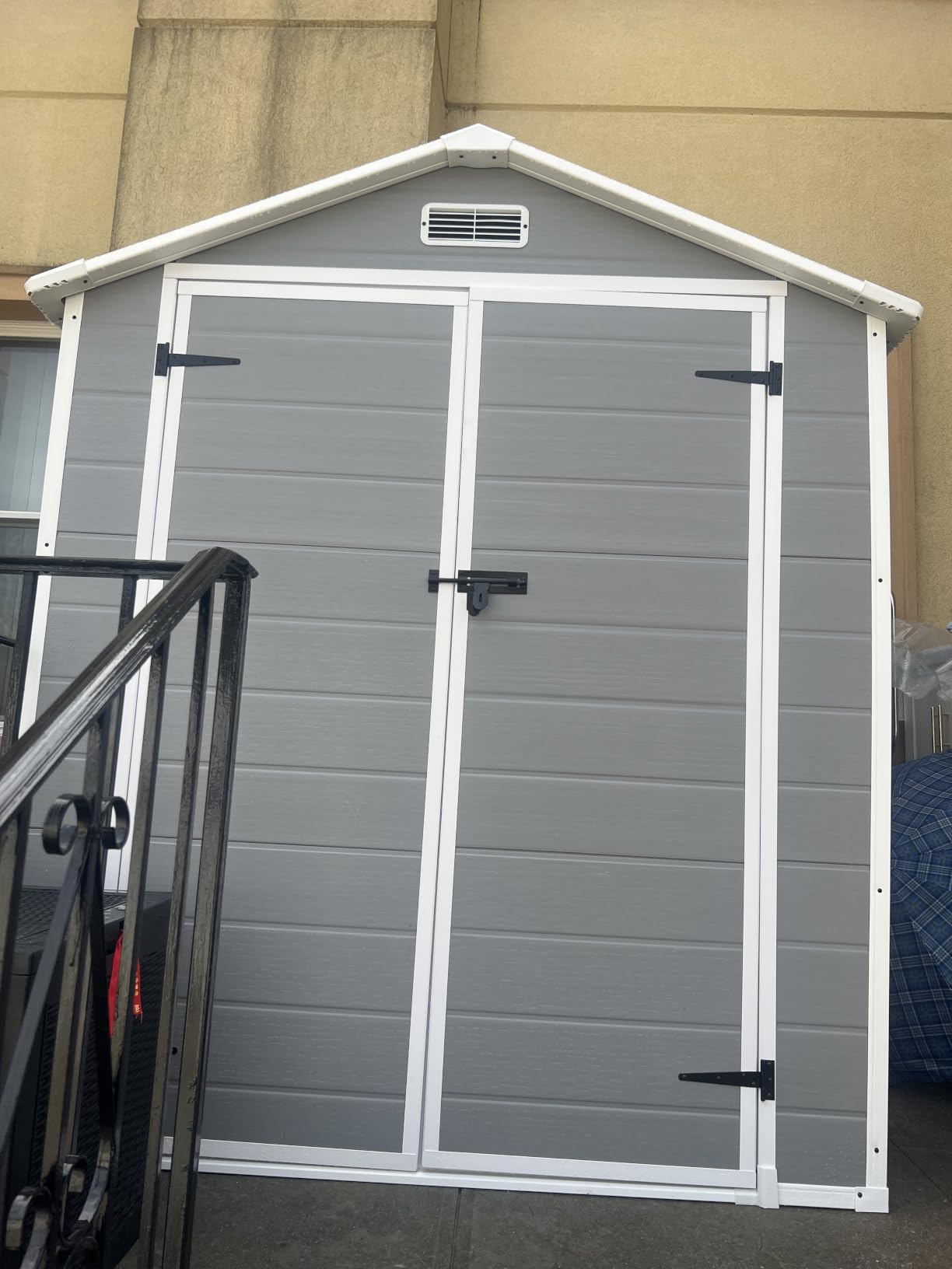 Patiowell 6x4 FT Resin Outdoor Storage Shed with Floor, Light Gray | Plastic Outside Sheds with Window, Garden Tool Shed with Lockable Door, For Patio Storage, Backyard customer photo 2