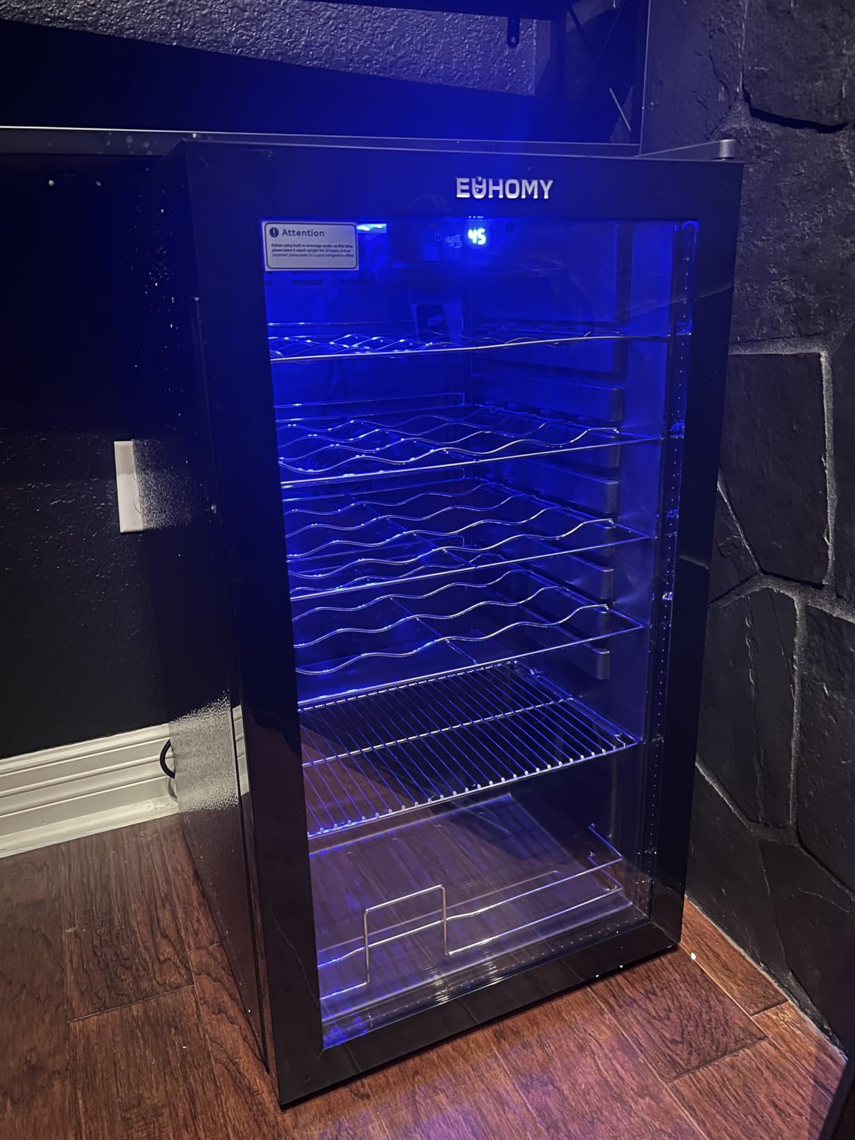 EUHOMY 45 bottle Wine Cooler Refrigerator, Wine Fridge Glass Door, Black | 4.5 Cu.ft, 32°F to 61°F, Compressor Cooling, Digital Temperature Control, Adjustable Shelves, LED Light customer photo 2