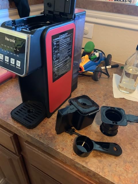 Horavie Single Serve Coffee Maker with Built-in Grinder | 6-16oz Single Cup for Whole Beans, Grounds, K Pod, Grind and Brew Coffee Maker with 47oz Water Tank, Descaling Alert, Black customer photo 1