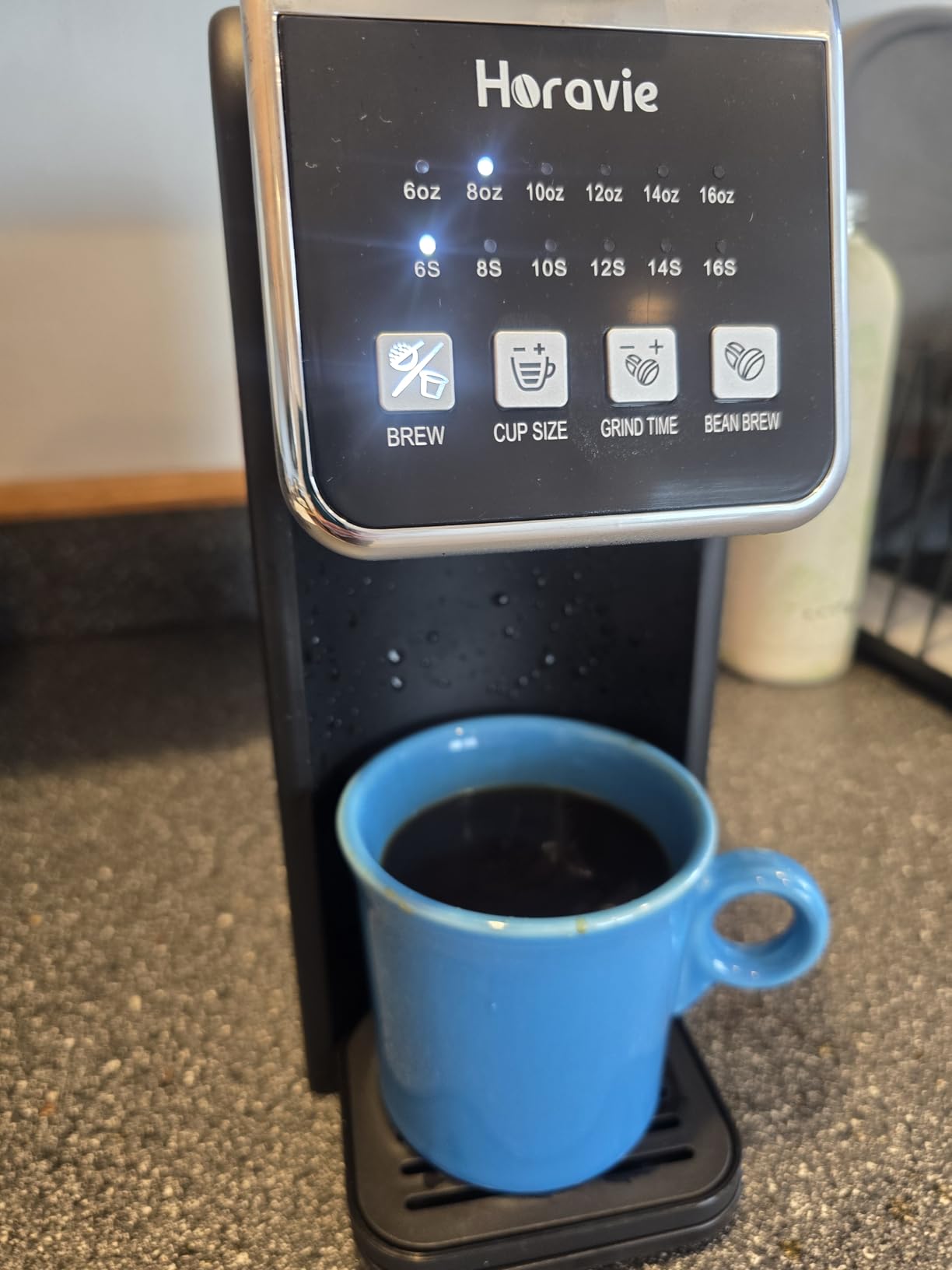 Horavie Single Serve Coffee Maker with Built-in Grinder | 6-16oz Single Cup for Whole Beans, Grounds, K Pod, Grind and Brew Coffee Maker with 47oz Water Tank, Descaling Alert, Black customer photo 2