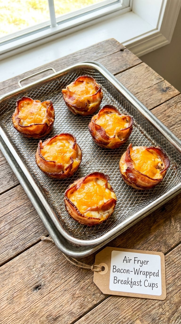 Air Fryer Bacon-Wrapped Breakfast Cups