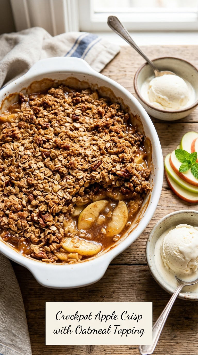Crockpot Apple Crisp with Oatmeal Topping