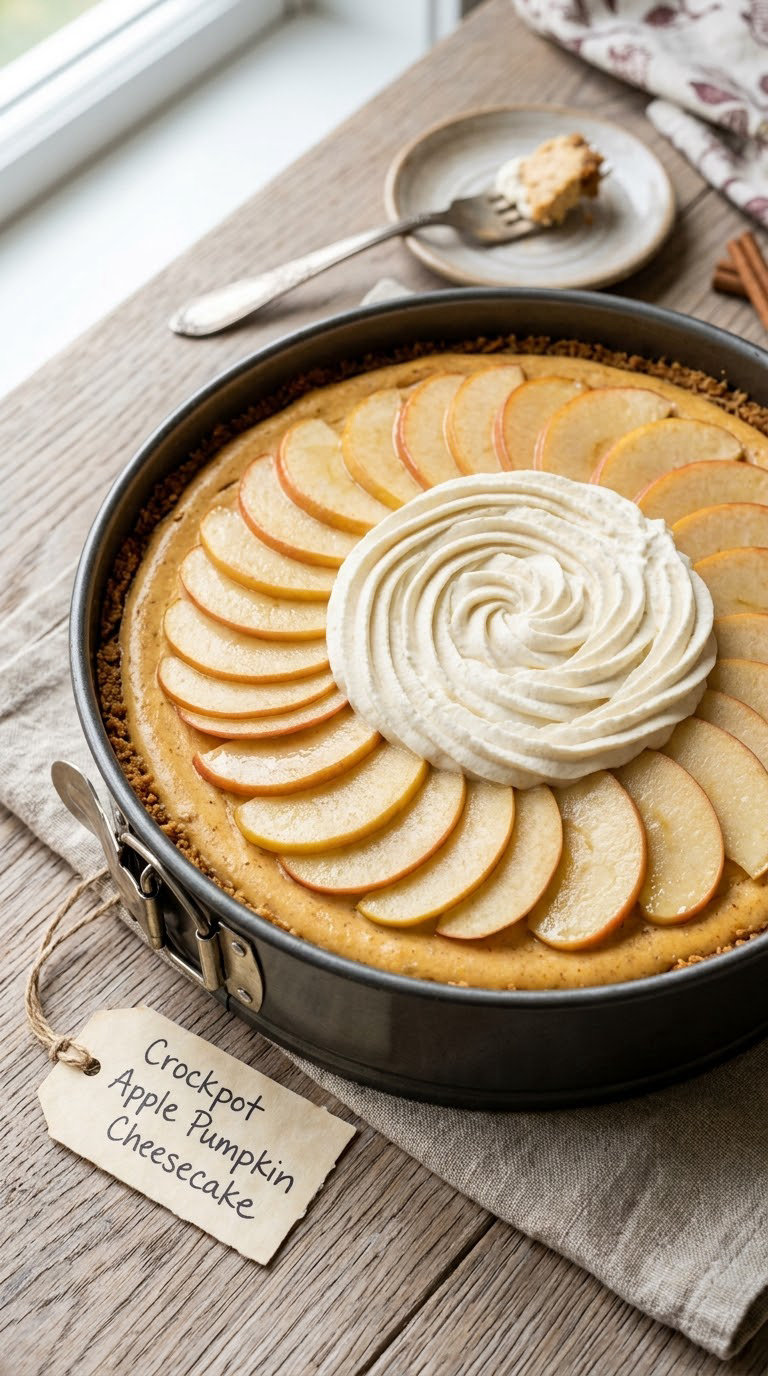 Crockpot Apple Pumpkin Cheesecake