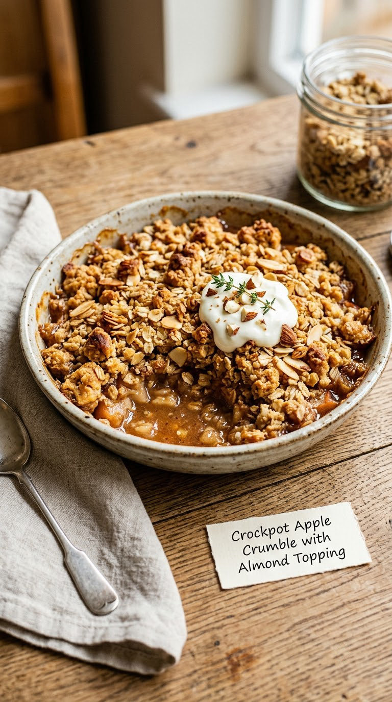 Crockpot Apple Crumble with Almond Topping
