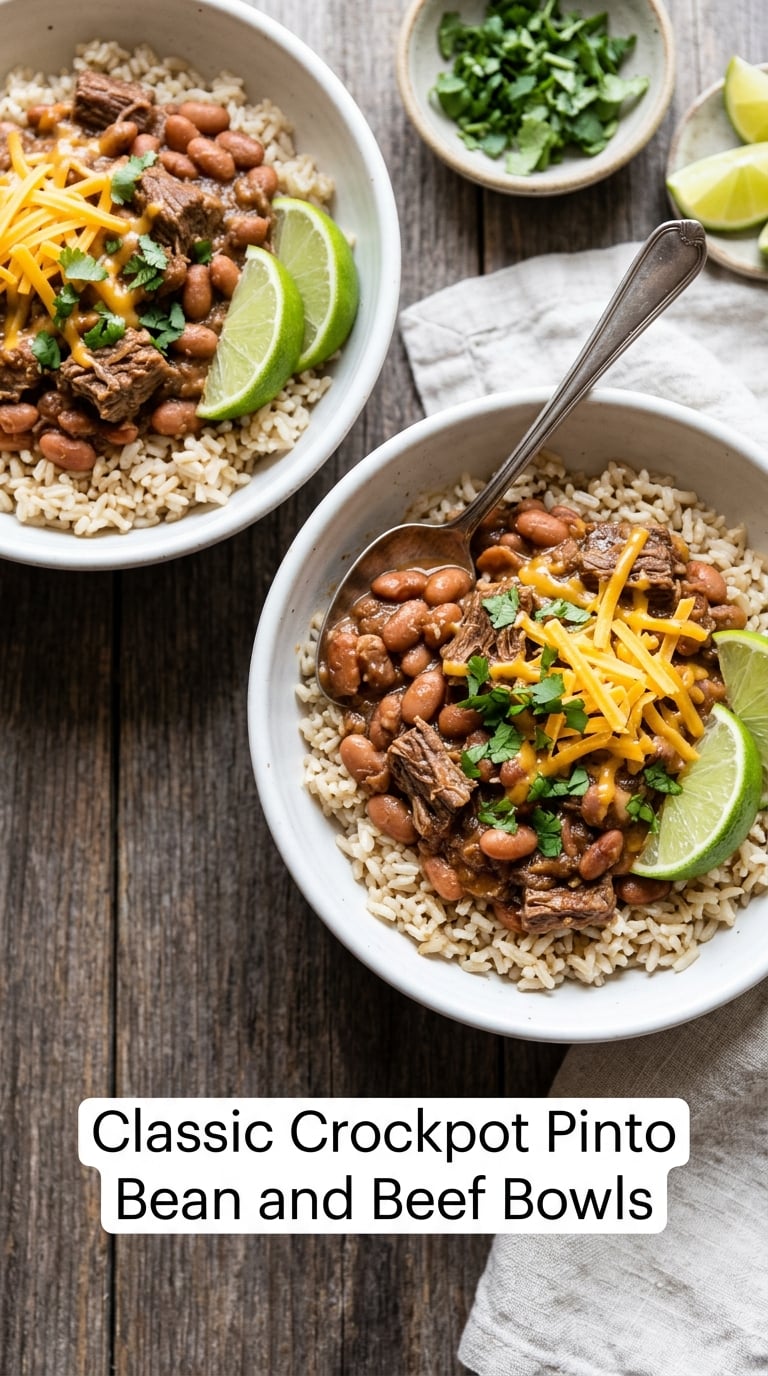Classic Crockpot Pinto Bean and Beef Bowls