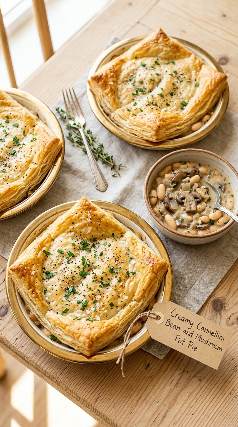 Creamy Cannellini Bean and Mushroom Pot Pie