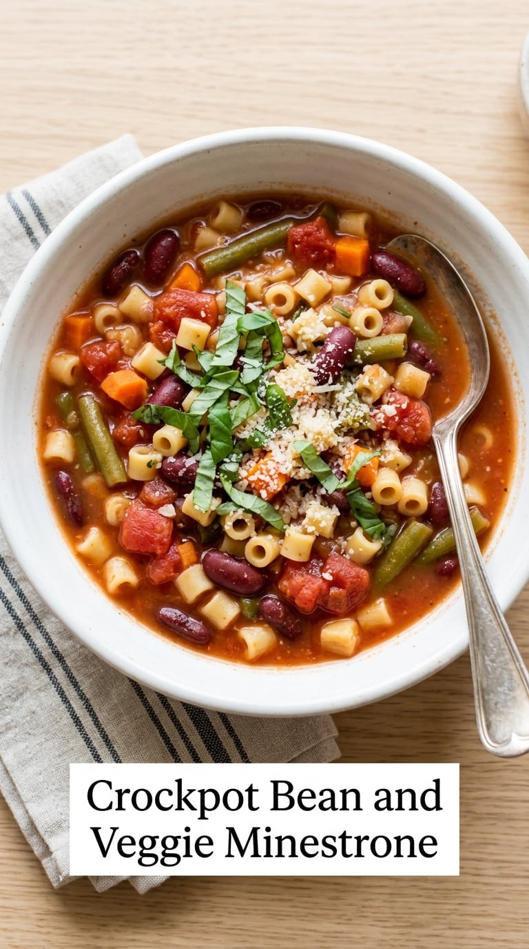 Crockpot Bean and Veggie Minestrone