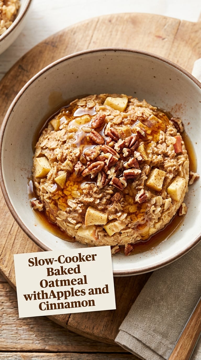 Slow-Cooker Baked Oatmeal with Apples and Cinnamon