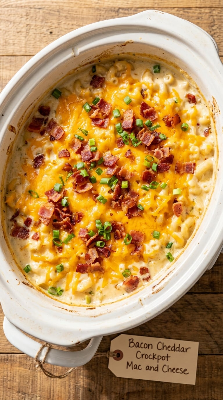 Bacon Cheddar Crockpot Mac and Cheese