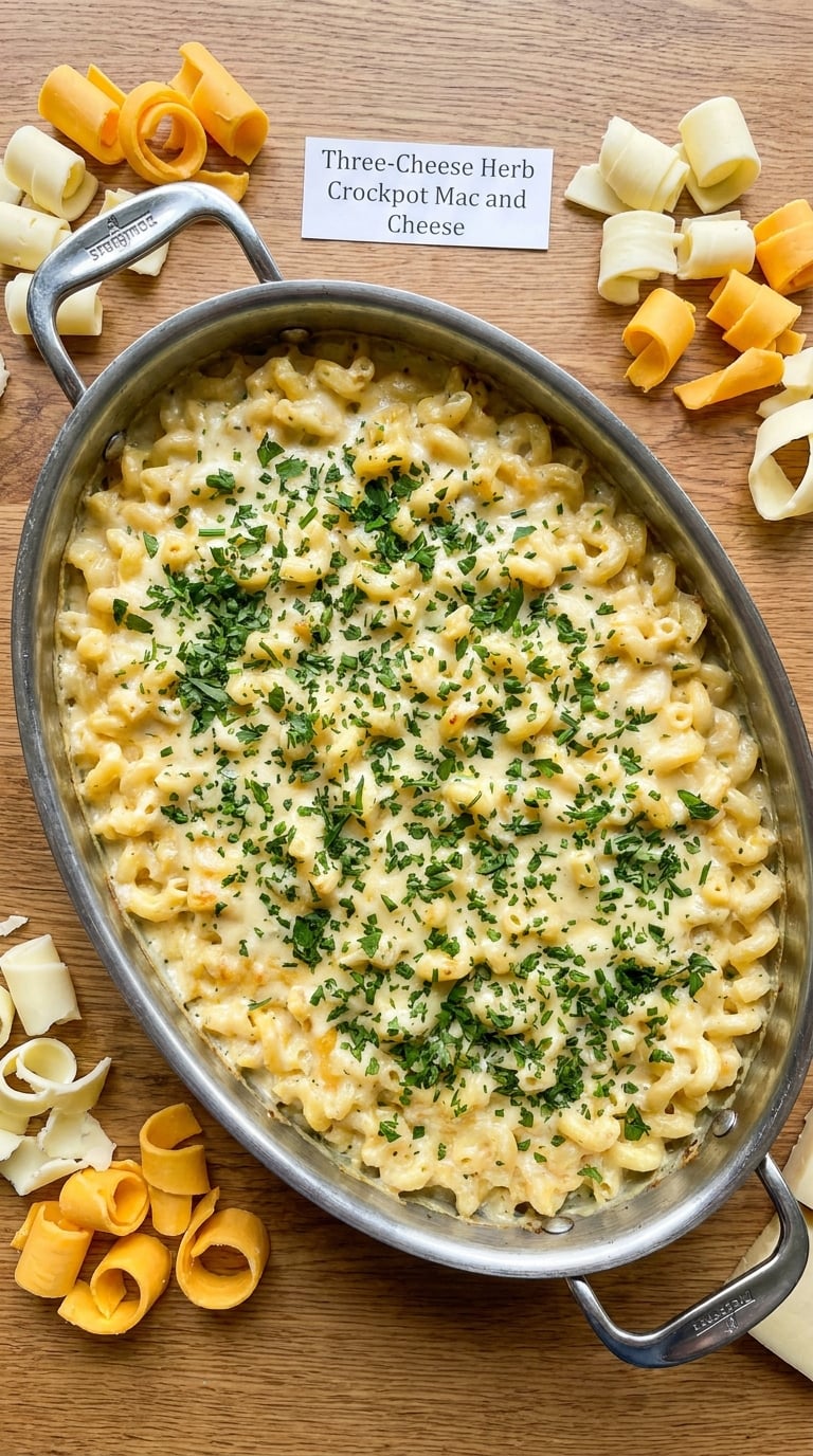 Three-Cheese Herb Crockpot Mac and Cheese