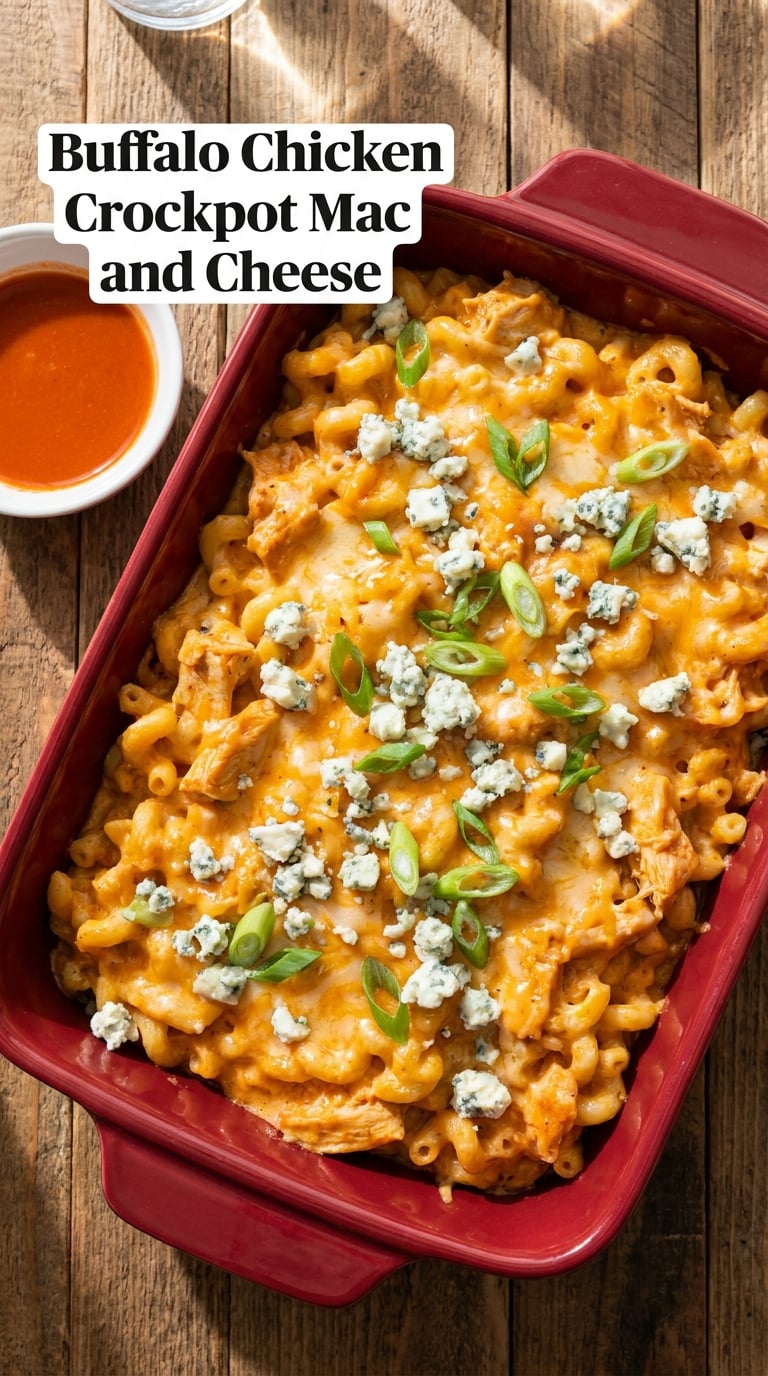 Buffalo Chicken Crockpot Mac and Cheese