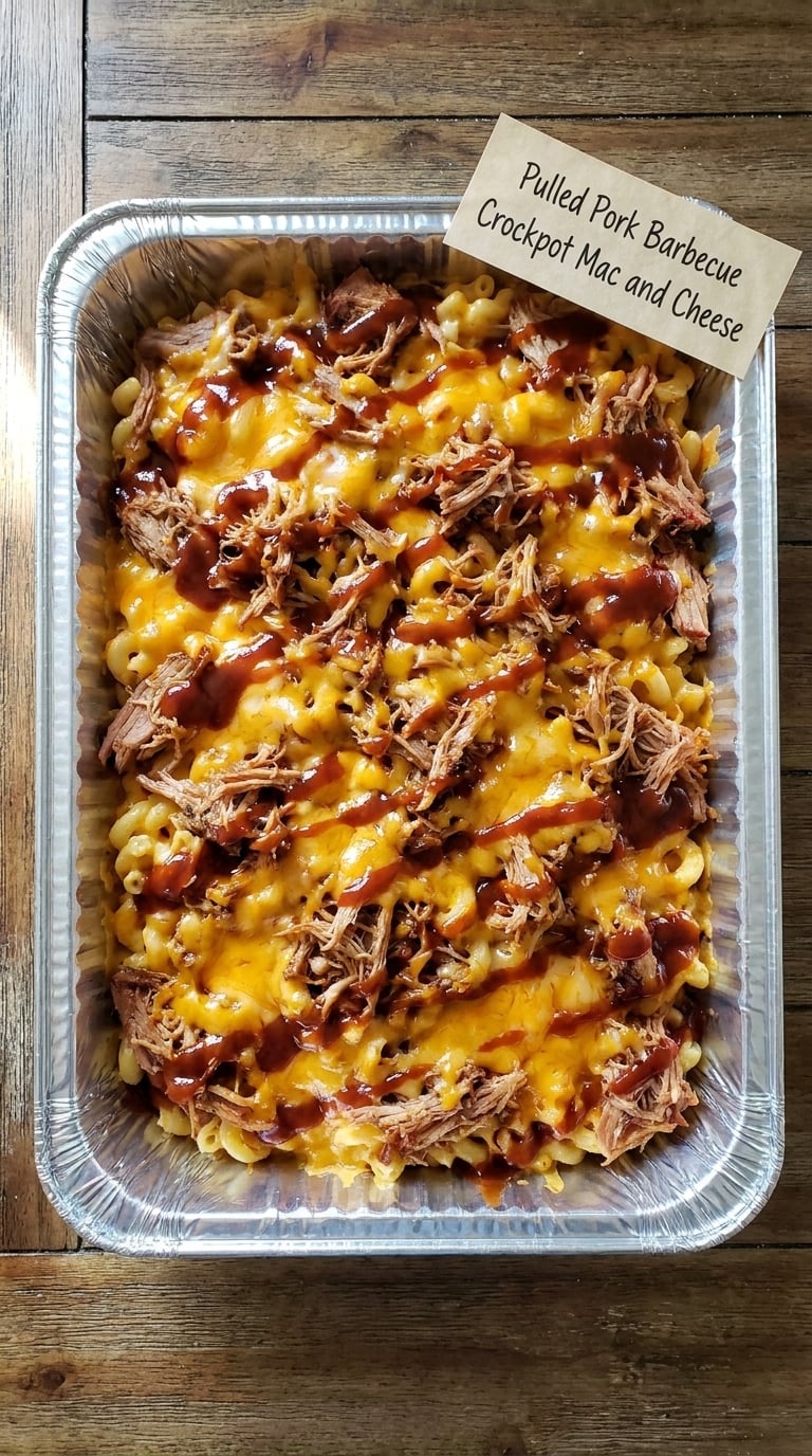 Pulled Pork Barbecue Crockpot Mac and Cheese