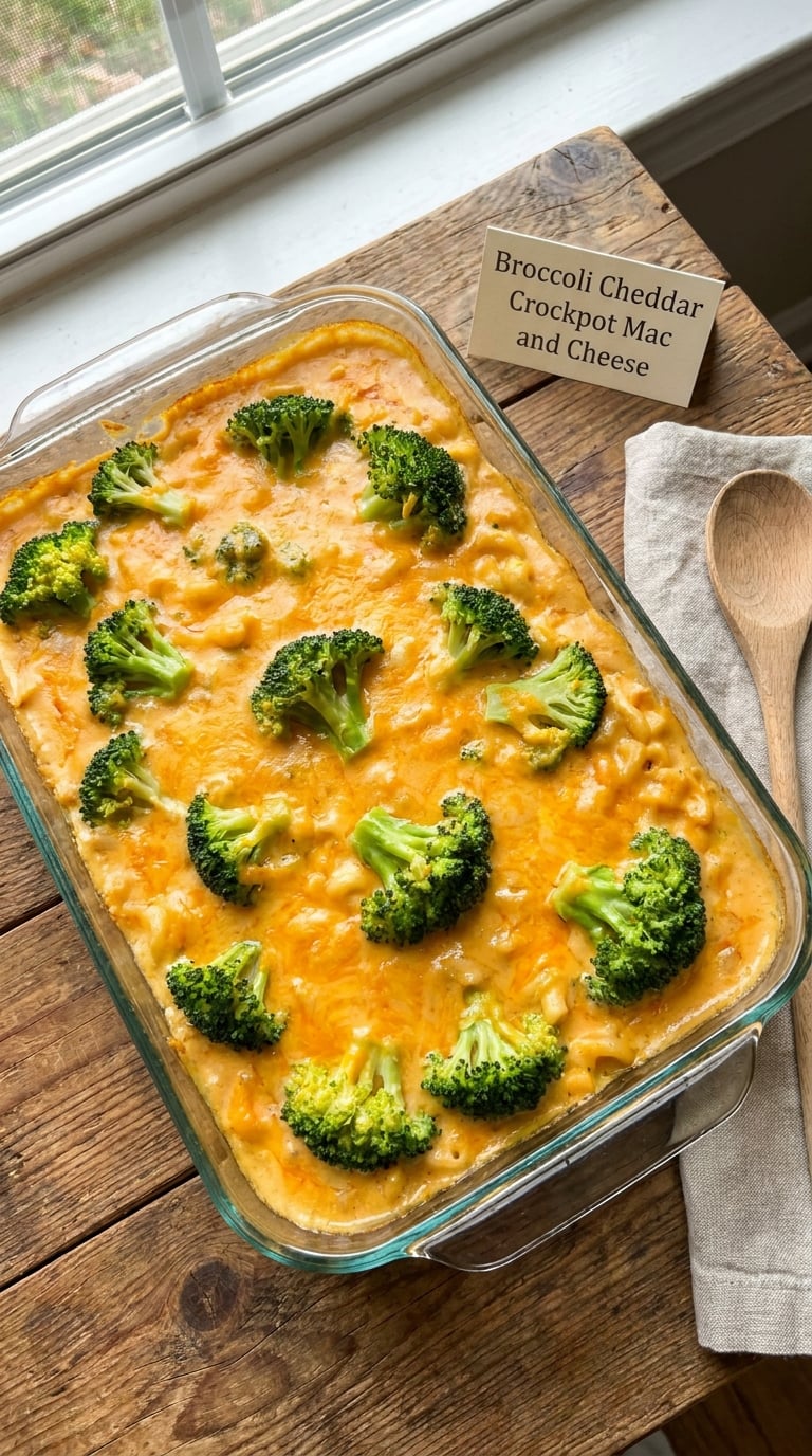 Broccoli Cheddar Crockpot Mac and Cheese