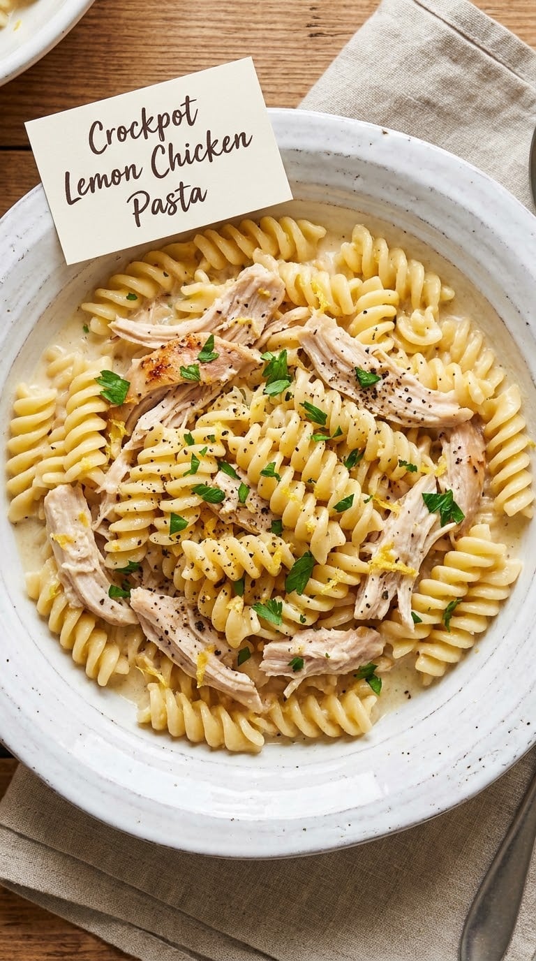 Crockpot Lemon Chicken Pasta