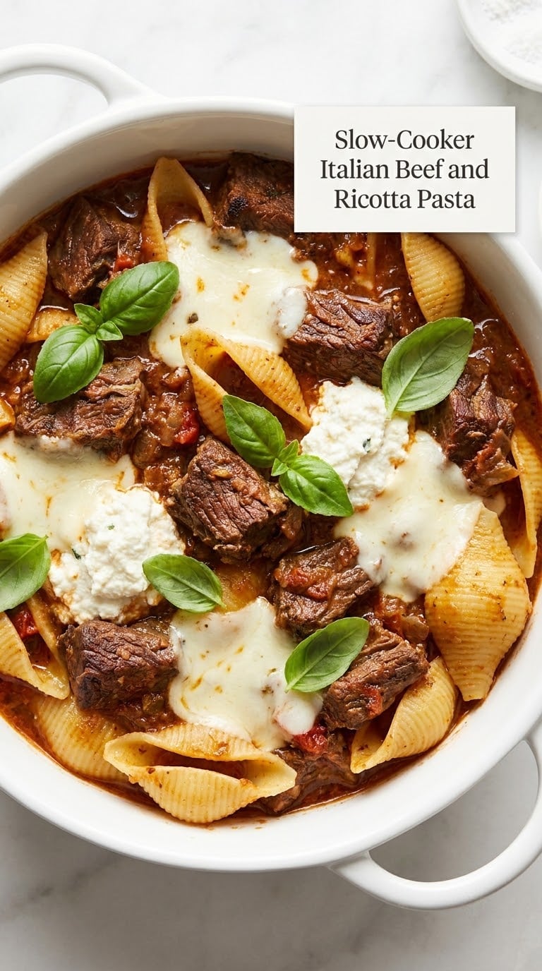 Slow-Cooker Italian Beef and Ricotta Pasta