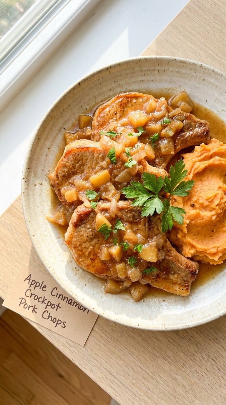 Apple Cinnamon Crockpot Pork Chops
