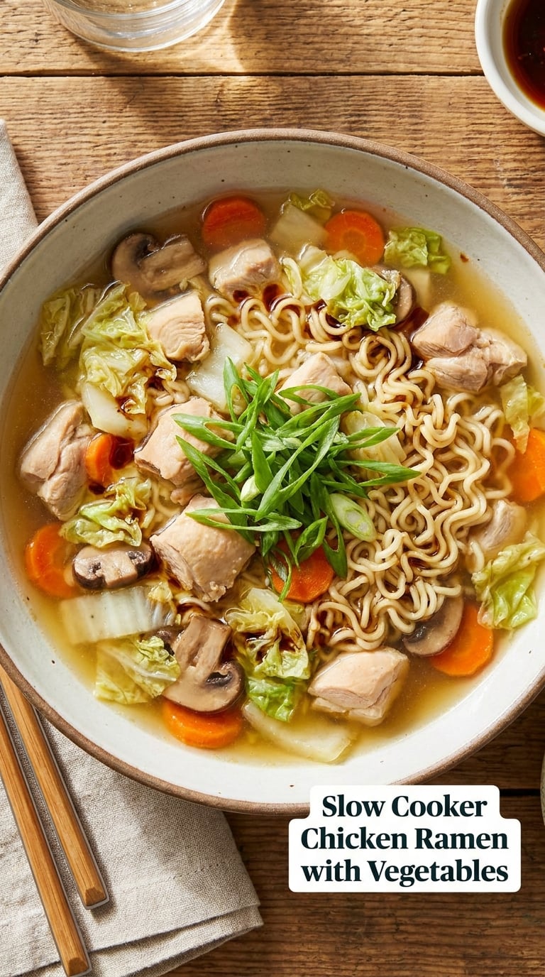 Slow Cooker Chicken Ramen with Vegetables