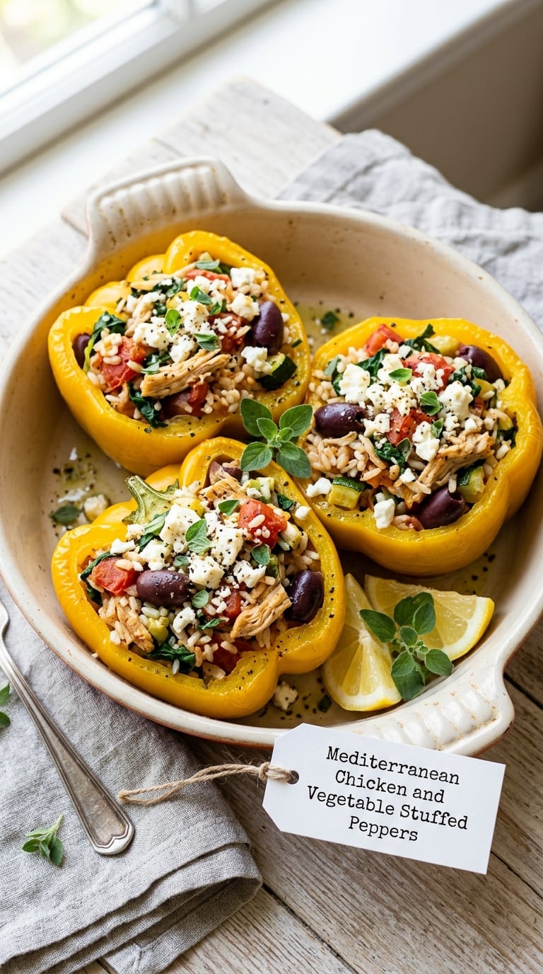 Mediterranean Chicken and Vegetable Stuffed Peppers
