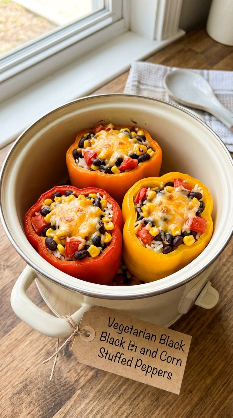 Vegetarian Black Bean and Corn Stuffed Peppers