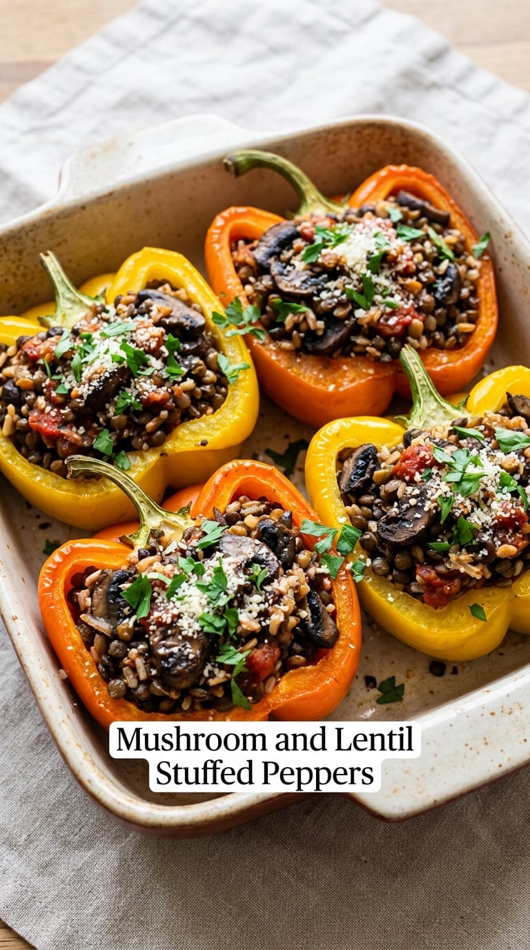 Mushroom and Lentil Stuffed Peppers
