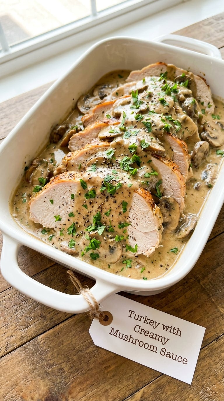 Turkey with Creamy Mushroom Sauce