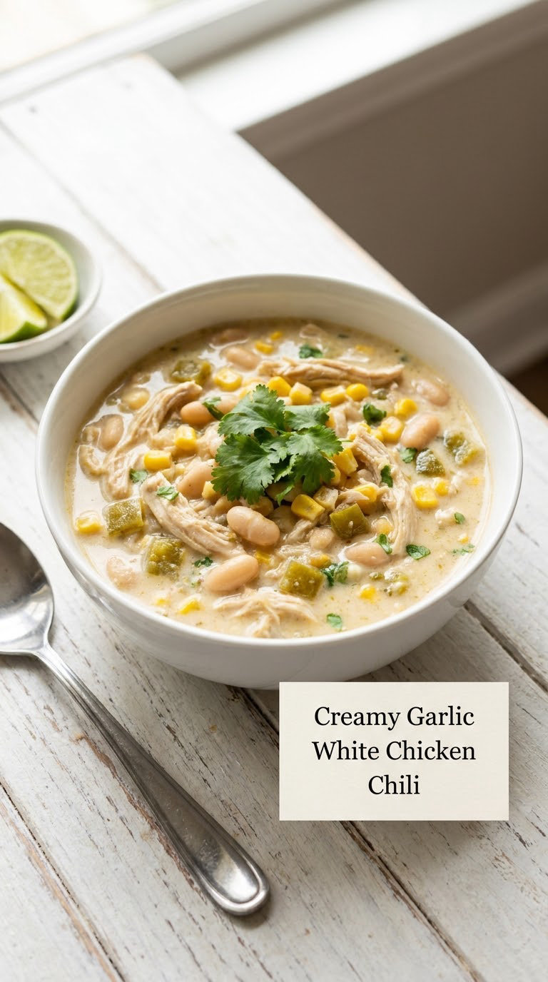 Creamy Garlic White Chicken Chili