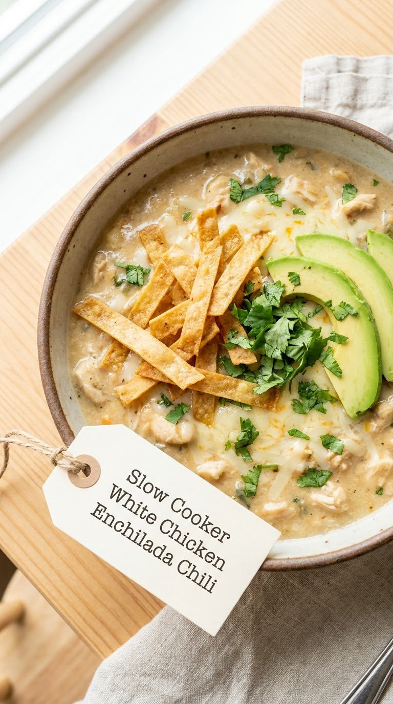 Slow Cooker White Chicken Enchilada Chili
