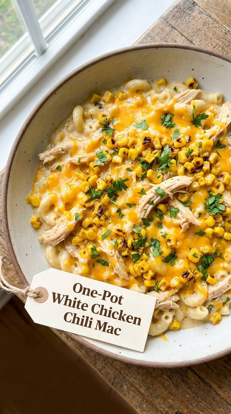 One-Pot White Chicken Chili Mac