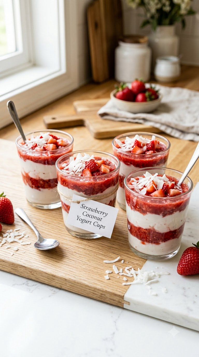 Strawberry Coconut Yogurt Cups