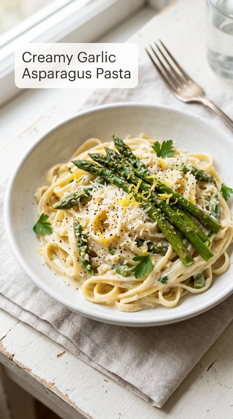 Creamy Garlic Asparagus Pasta