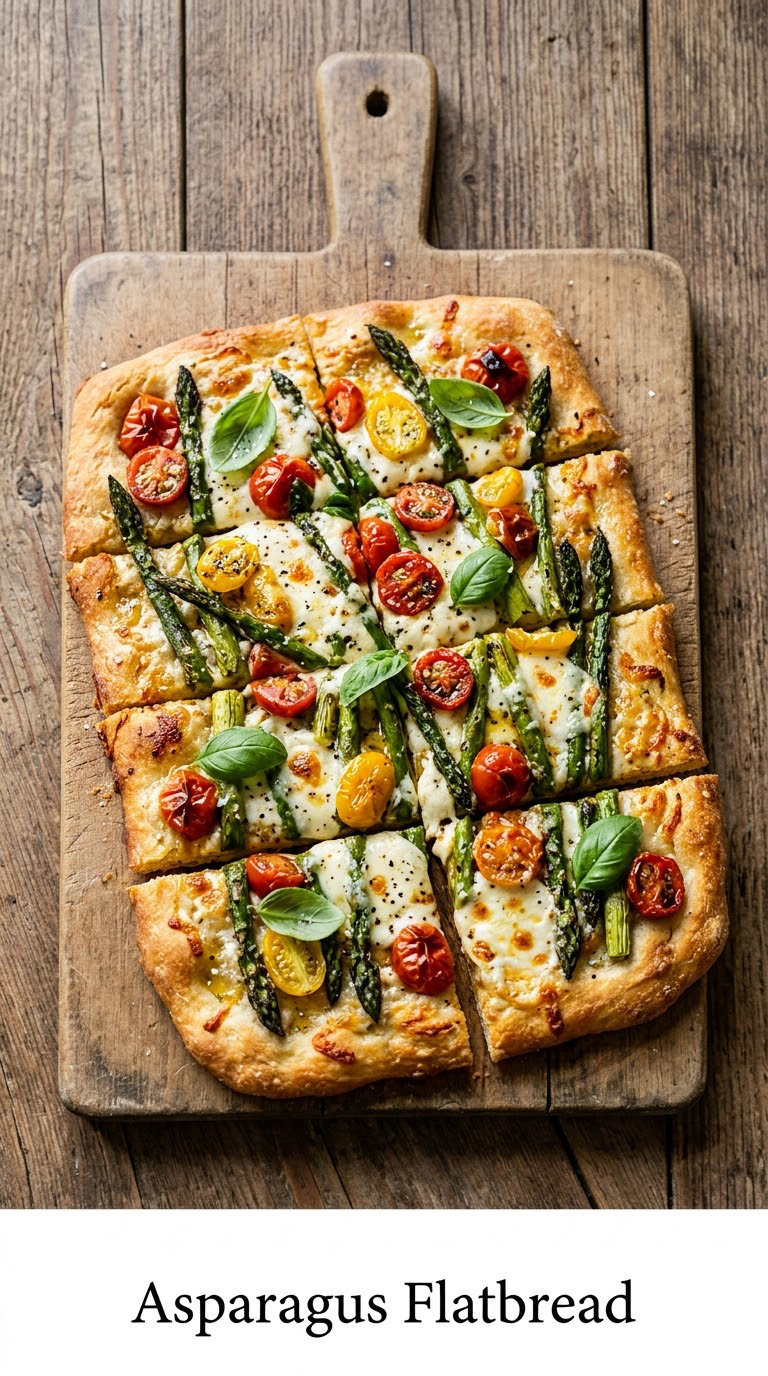Crispy Asparagus, Tomato, and Mozzarella Flatbread