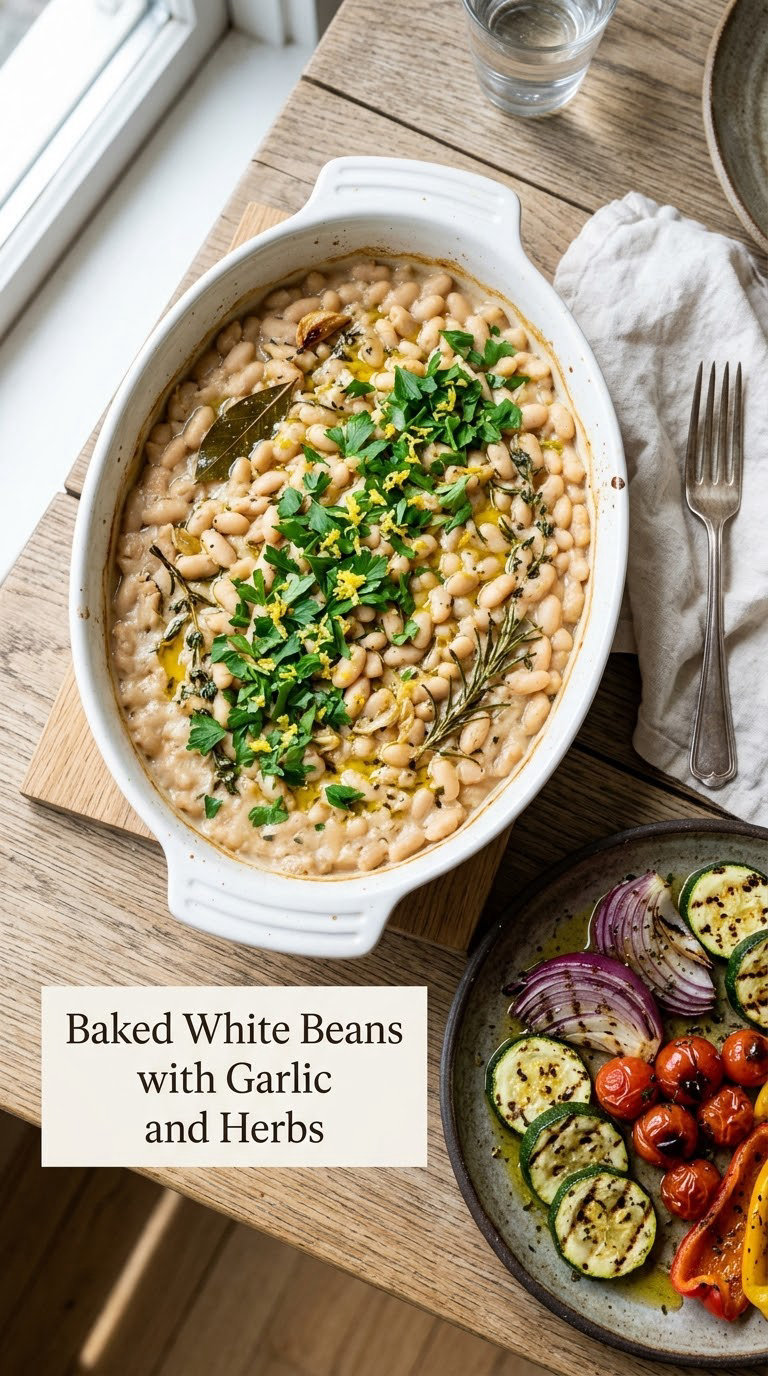 Baked White Beans with Garlic and Herbs