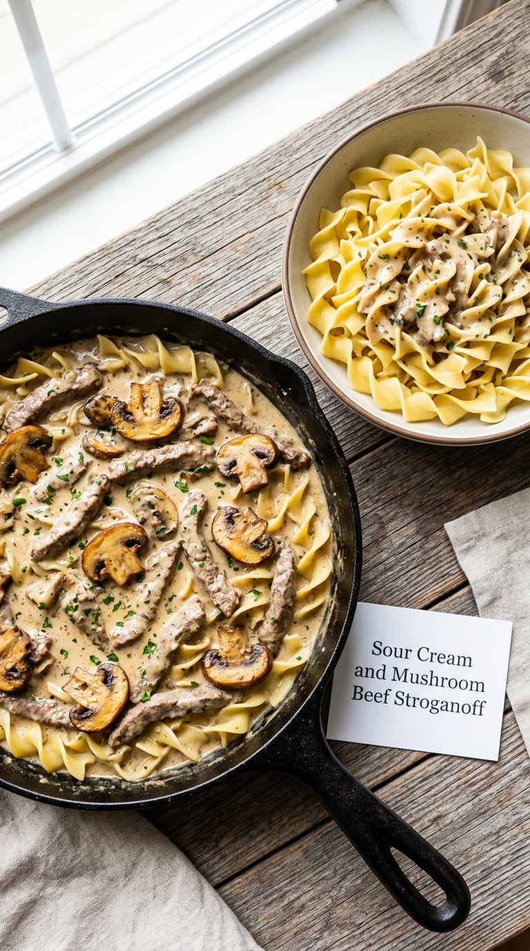 Sour Cream and Mushroom Beef Stroganoff