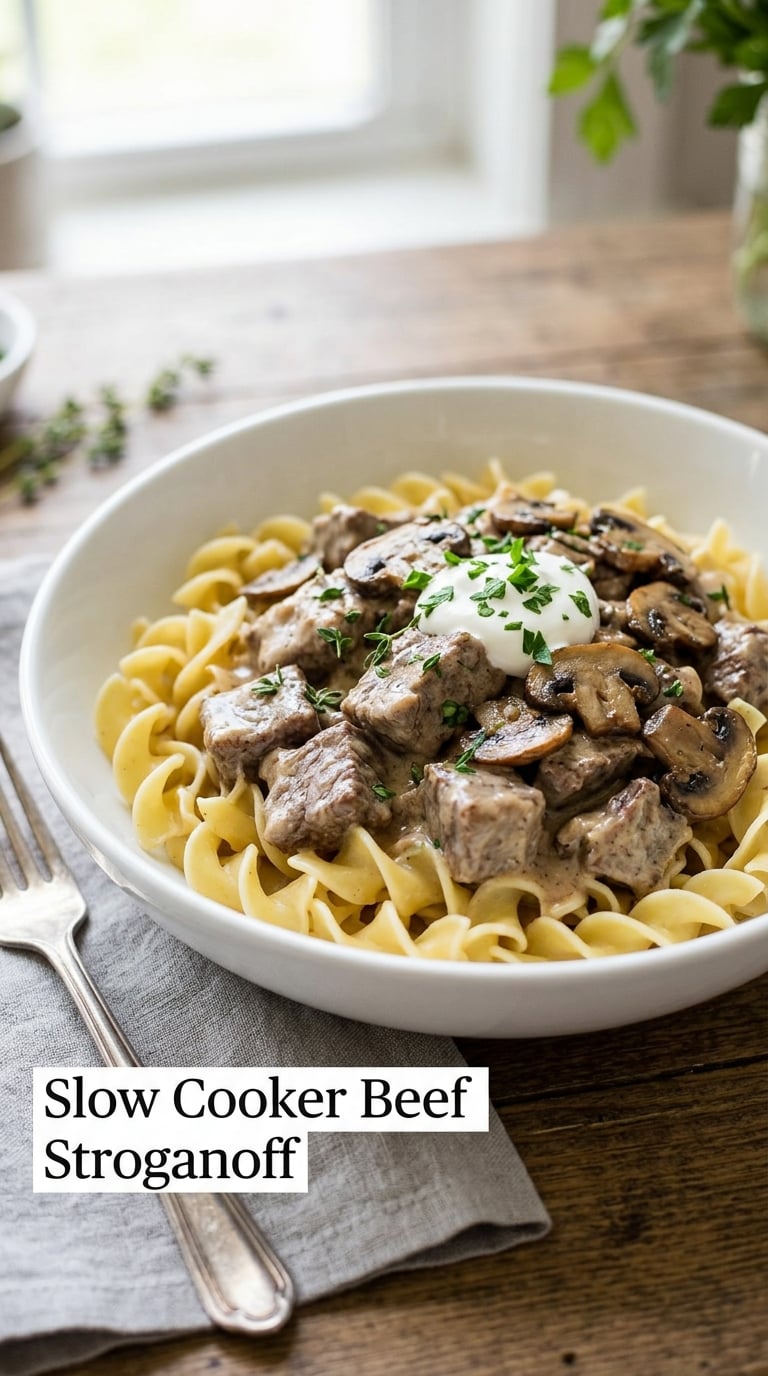 Slow Cooker Beef Stroganoff