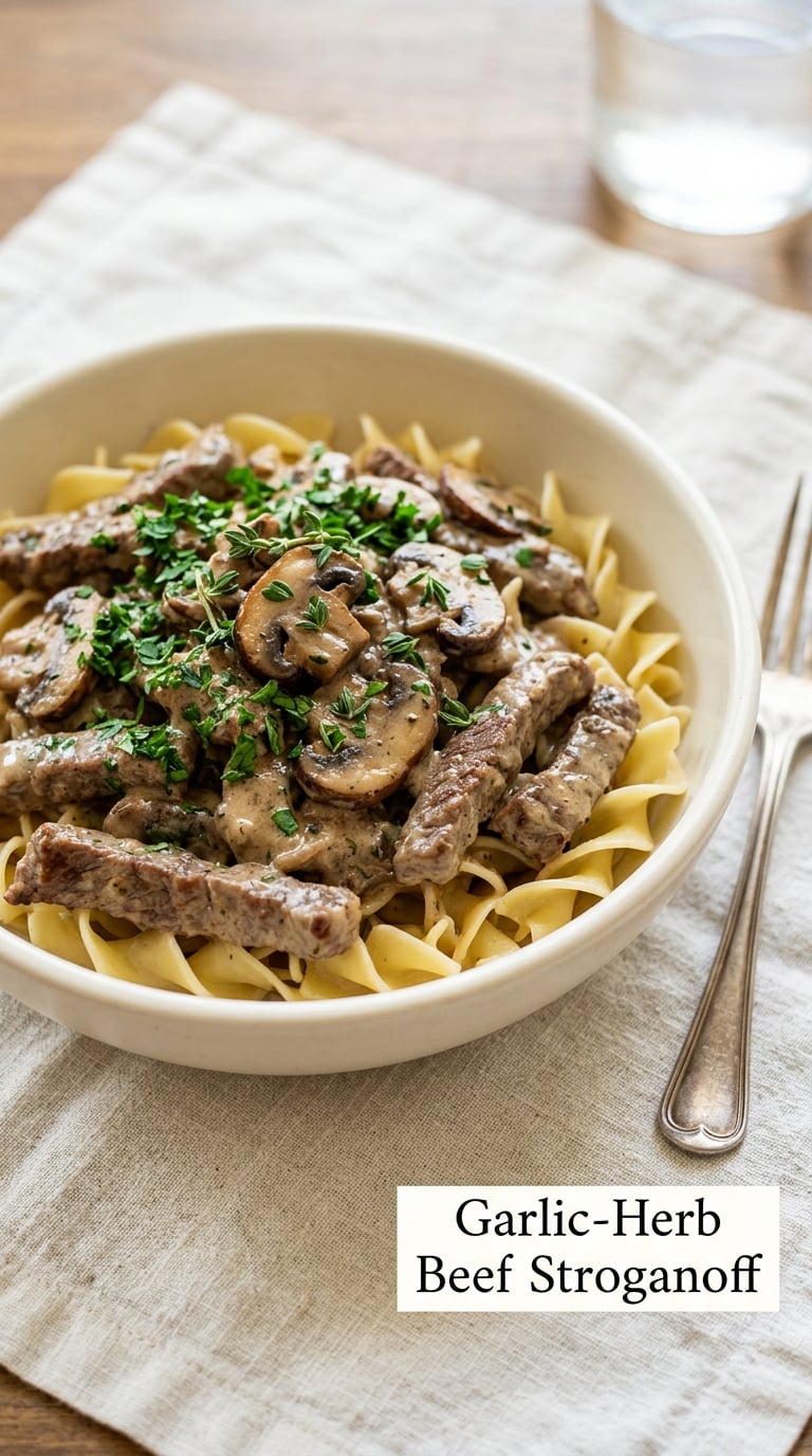 Garlic-Herb Beef Stroganoff